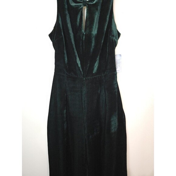 Adelyn Rae Simone Wide Leg Velvet Jumpsuit Womens Medium Hunter Green Cocktail - Picture 4 of 14